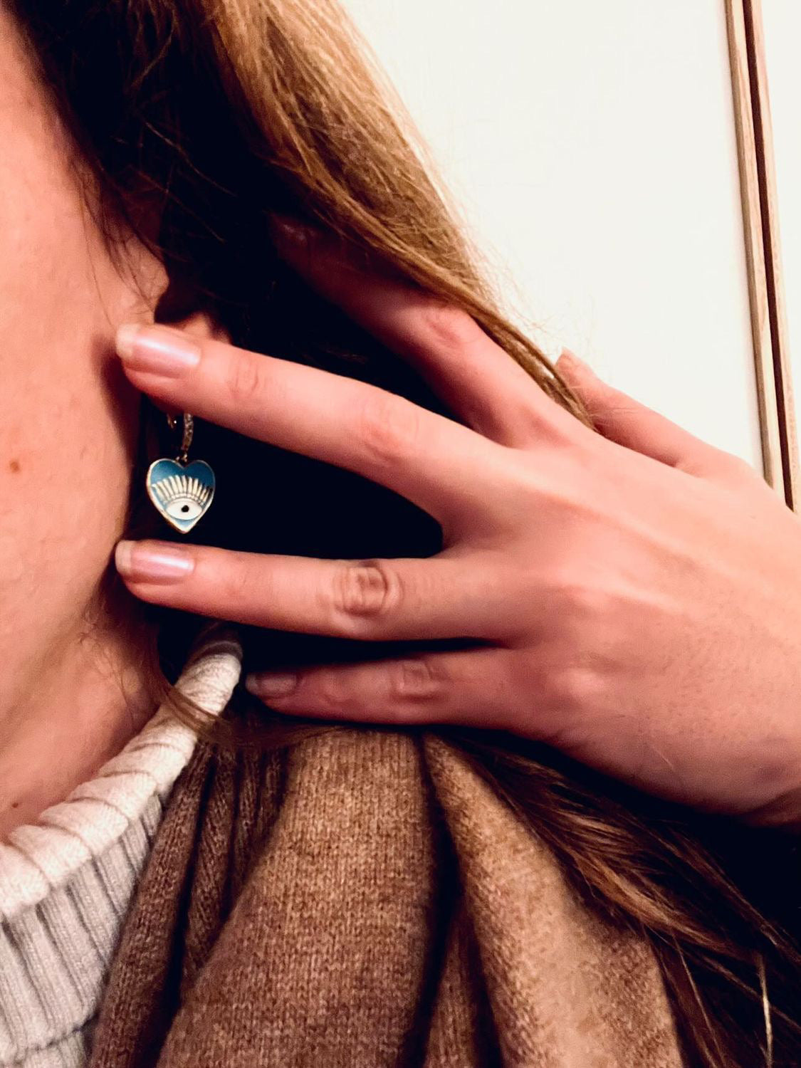 Evil Eye Heart Hoops I Earrings by Zarè