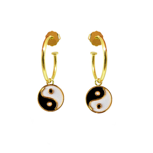 Ying Yang Hoops I Earrings I 祝好运 Buena Suerte Good Luck I Amulettos x Zarè