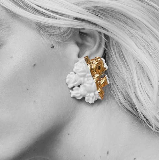 Duo Baroque Roses Earrings by Nayibe Warchausky