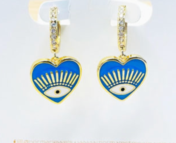 Evil Eye Heart Hoops I Earrings by Zarè