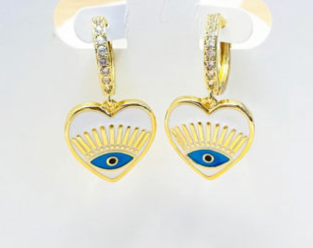 Evil Eye Heart Hoops I Earrings by Zarè