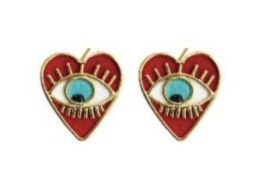 Studs Mini Heart Eye Earrings by Amulettos