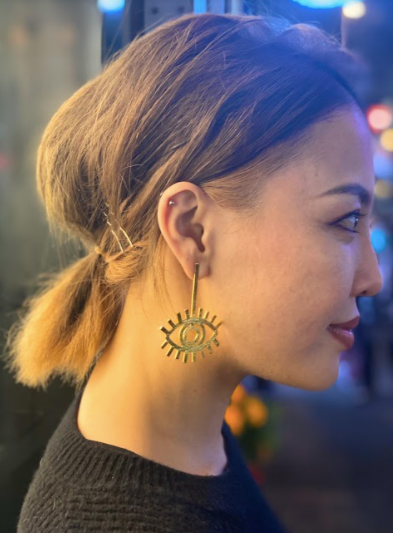 Gold Eye Earrings by Amulettos