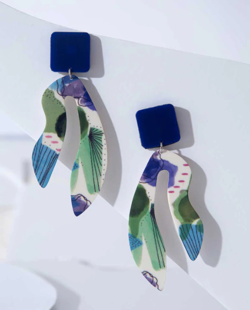 Print Spring Algae Earrings