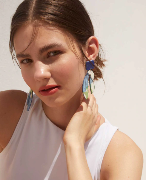 Print Spring Algae Earrings