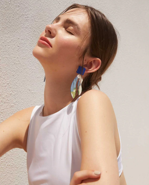 Print Spring Algae Earrings