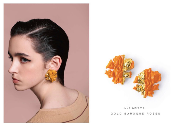 Duo Baroque Roses Earrings by Nayibe Warchausky