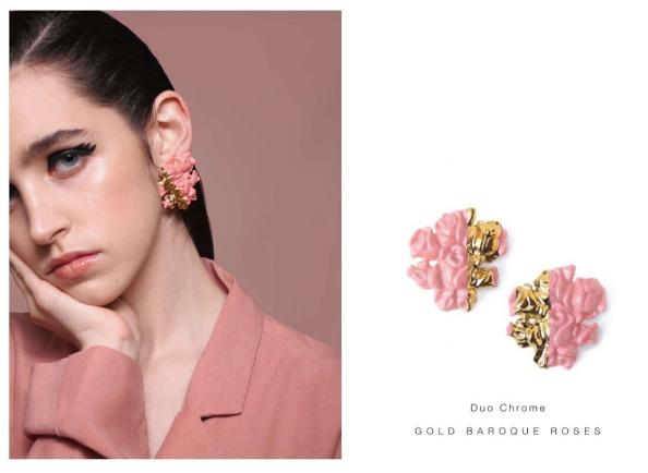 Duo Baroque Roses Earrings by Nayibe Warchausky