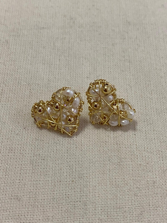 Pearl Heart Earrings by Zarè