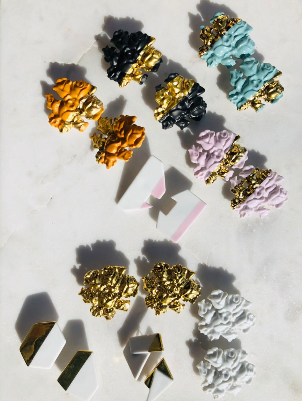 Duo Baroque Roses Earrings by Nayibe Warchausky