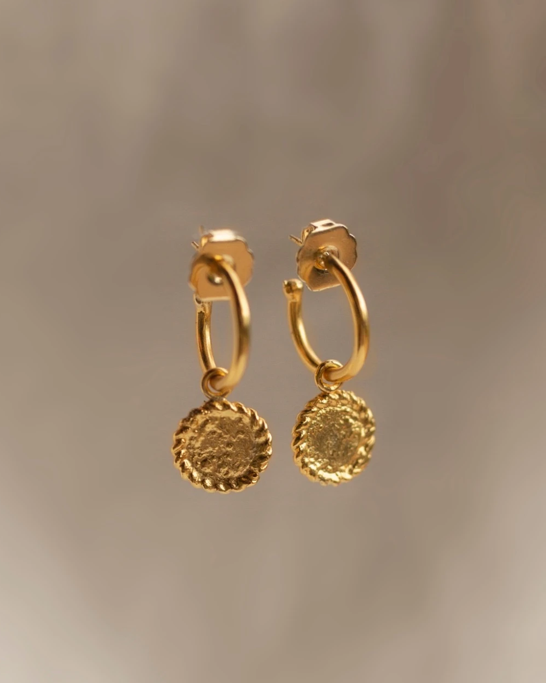 Mini Coin Hoops I Earrings by Crisobela