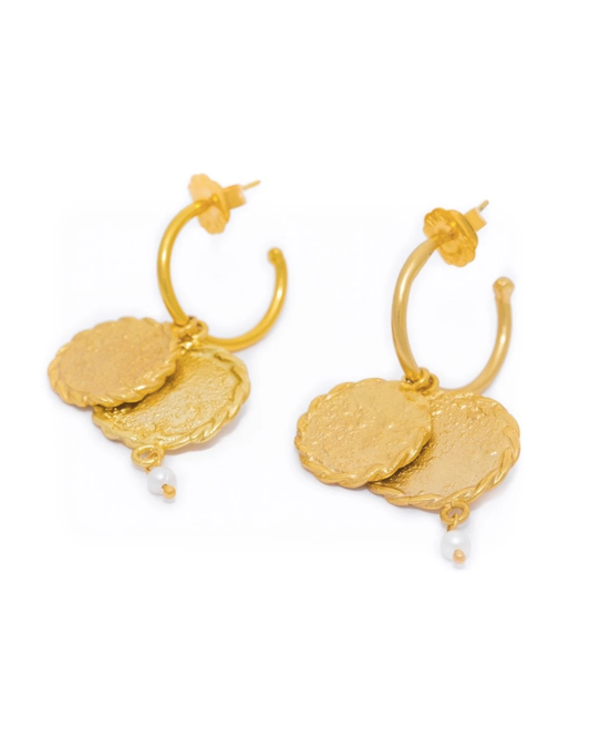 Doble Coins Hoops I Earrings by Crisobela