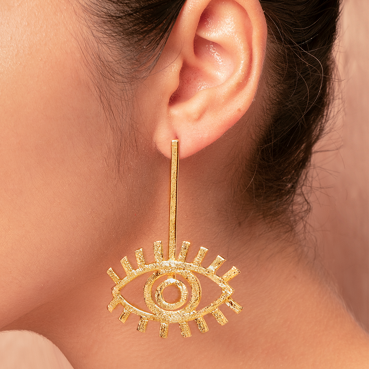 Gold Eye Earrings by Amulettos