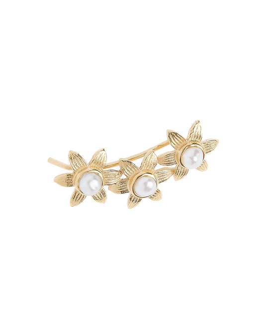 Gold Sunflower Ear Climber - Earrings by Daniela Millán