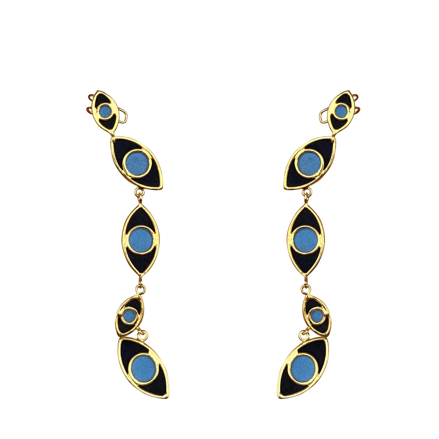 Rain of Eyes Color Dualcuff Earrings by Amulettos
