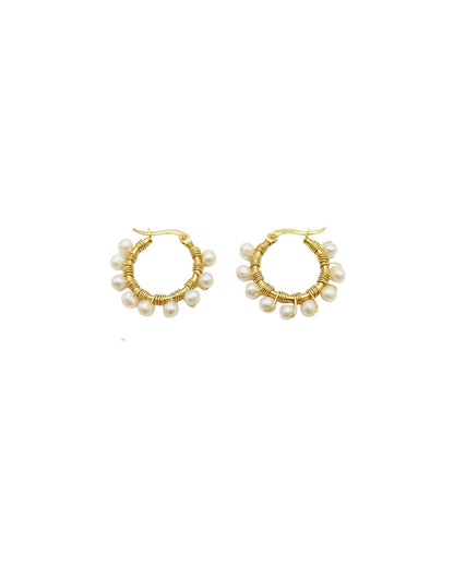 Pearl Hoops by Zarè