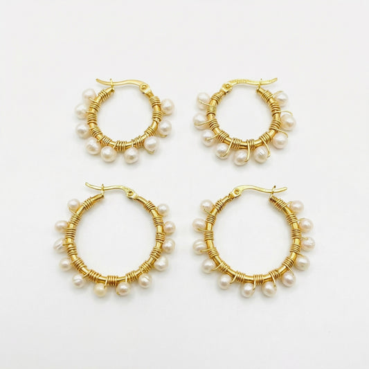 Pearl Hoops by Zarè