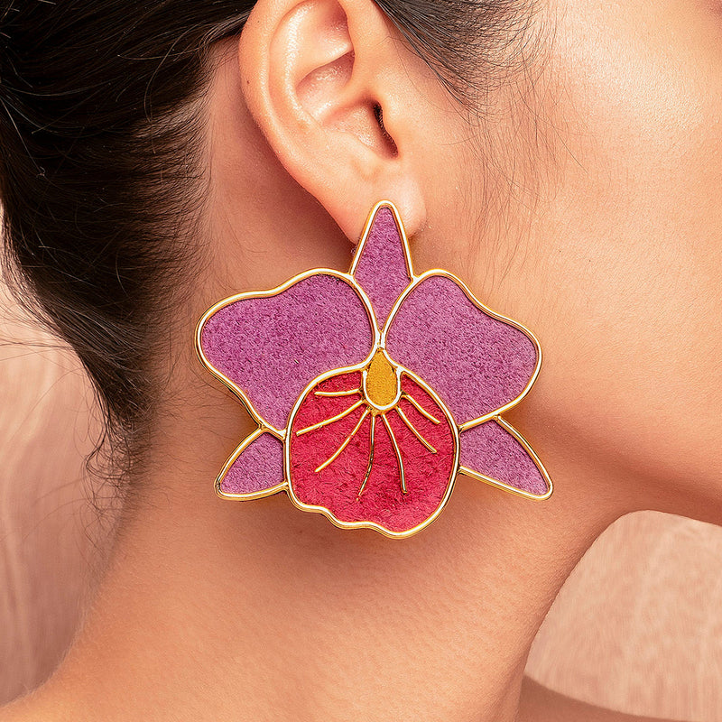 Orchids Cattleya Marsala Earrings by Amulettos