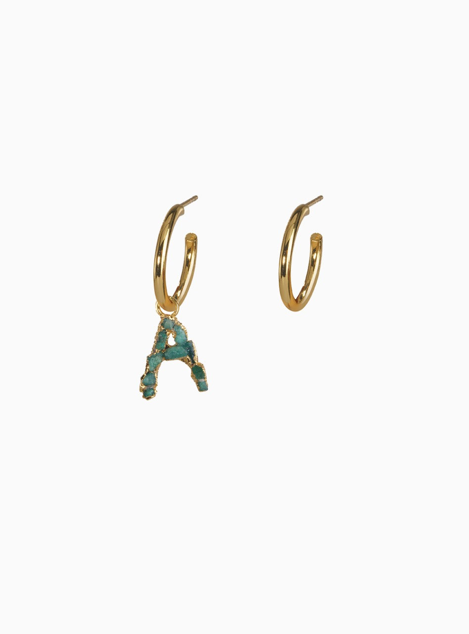 ABC Charm Emerald Hoops I Earrings