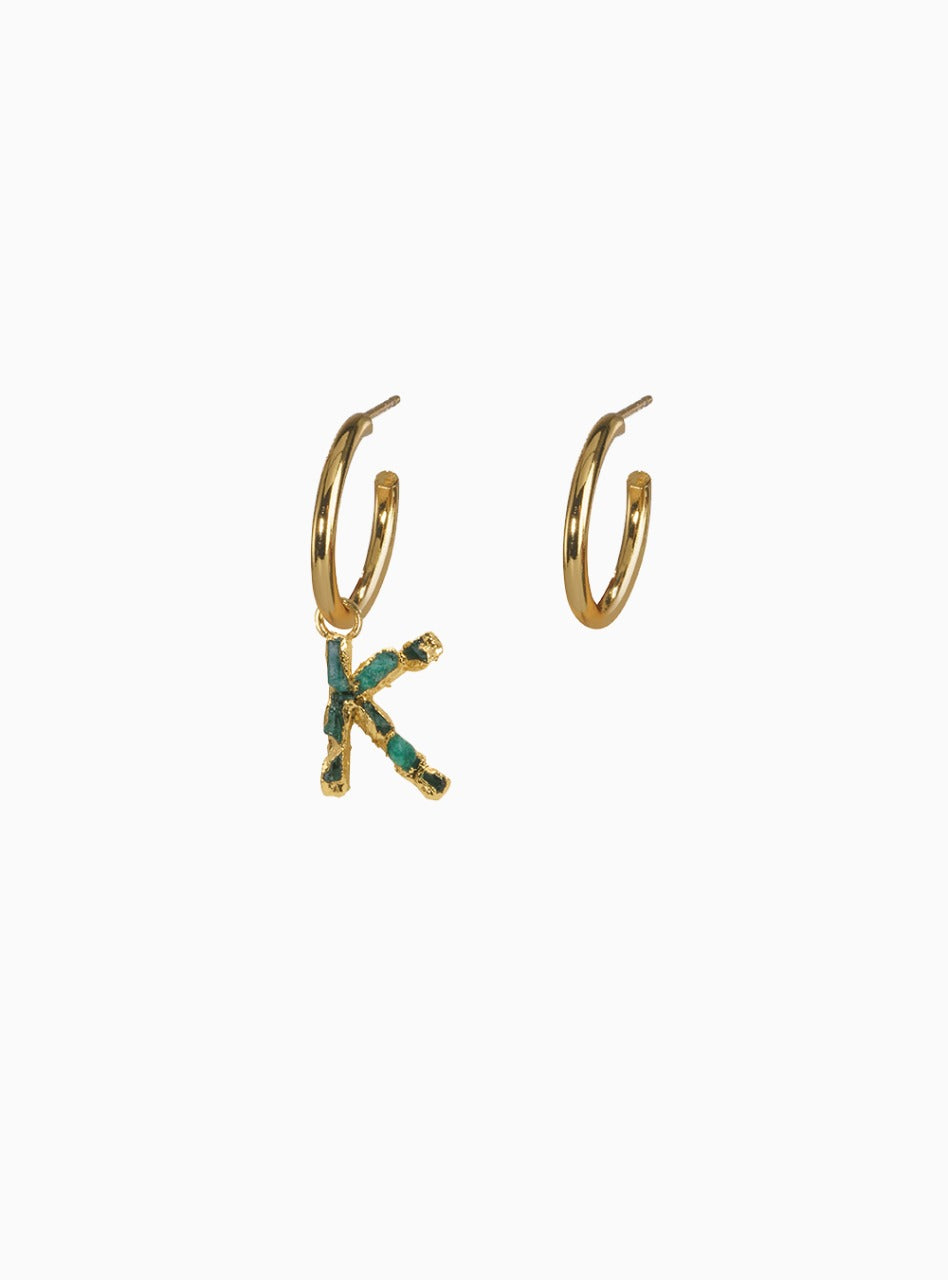 ABC Charm Emerald Hoops by Fenomena I Earrings