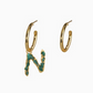ABC Charm Emerald Hoops I Earrings