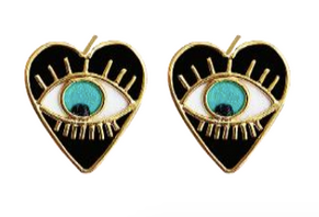 Studs Mini Heart Eye Earrings by Amulettos
