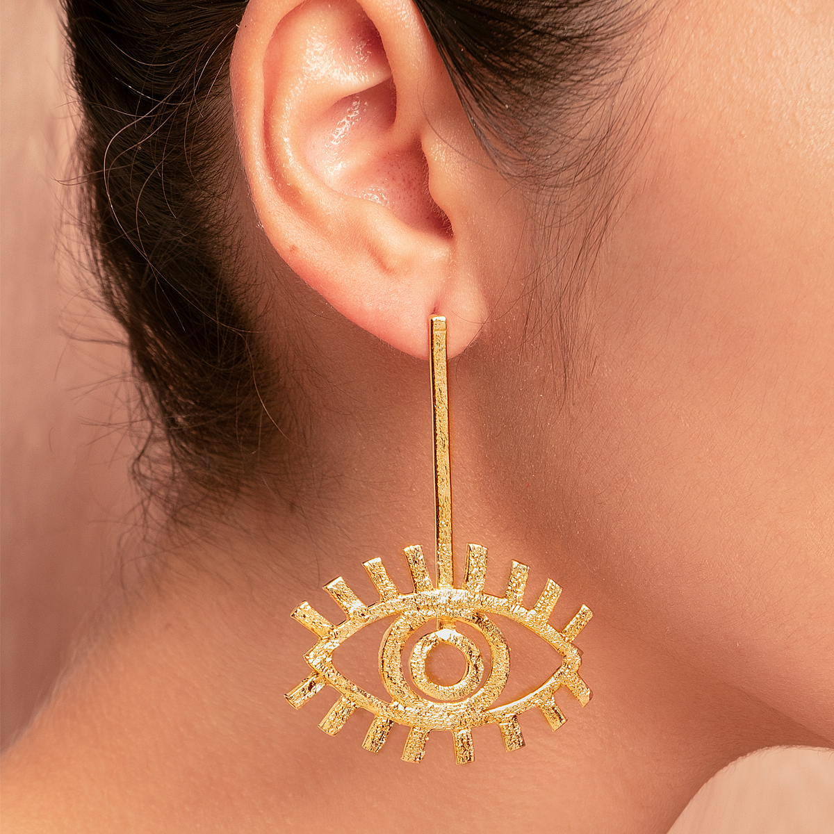 Gold Eye Earrings by Amulettos