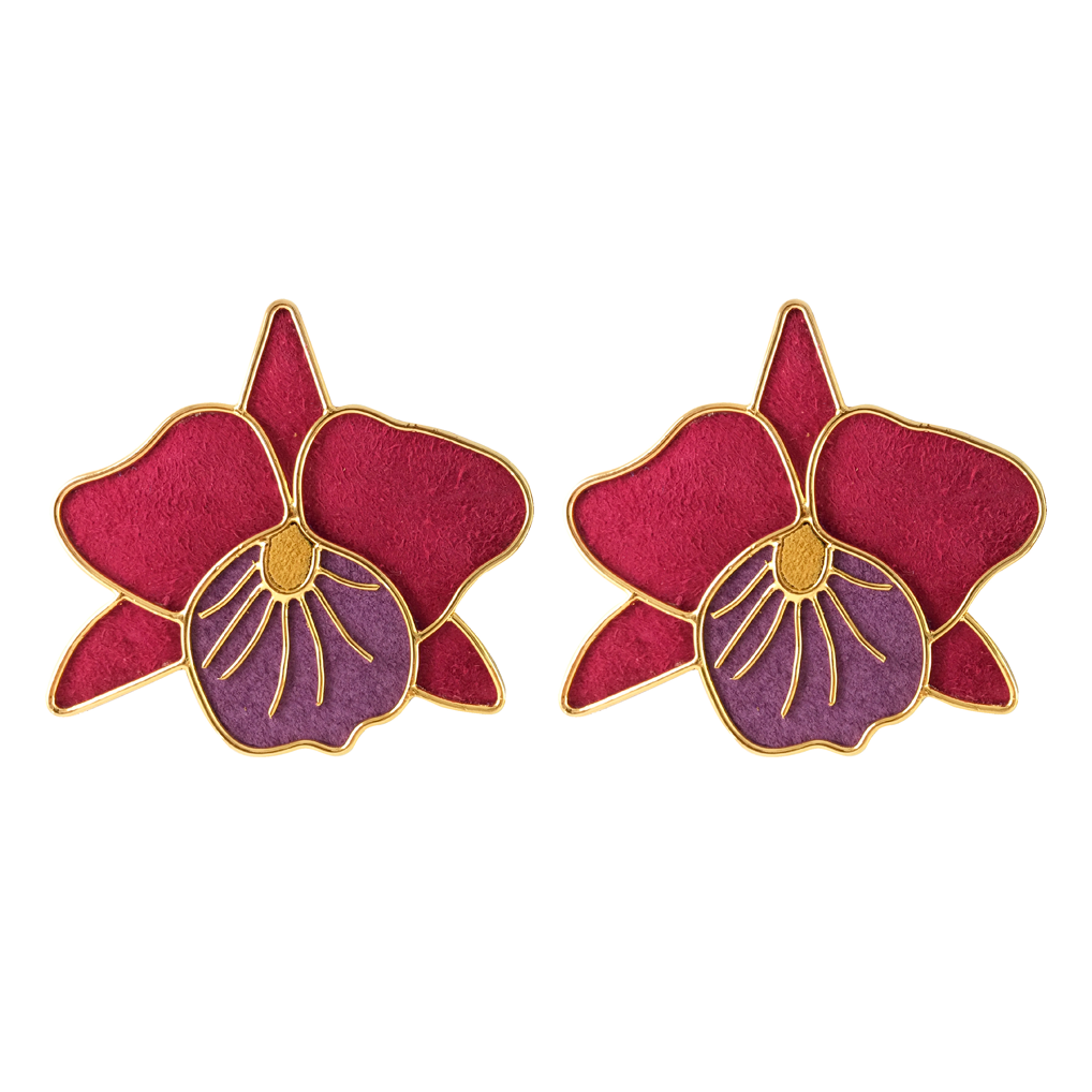 Orchids Cattleya Marsala Earrings by Amulettos