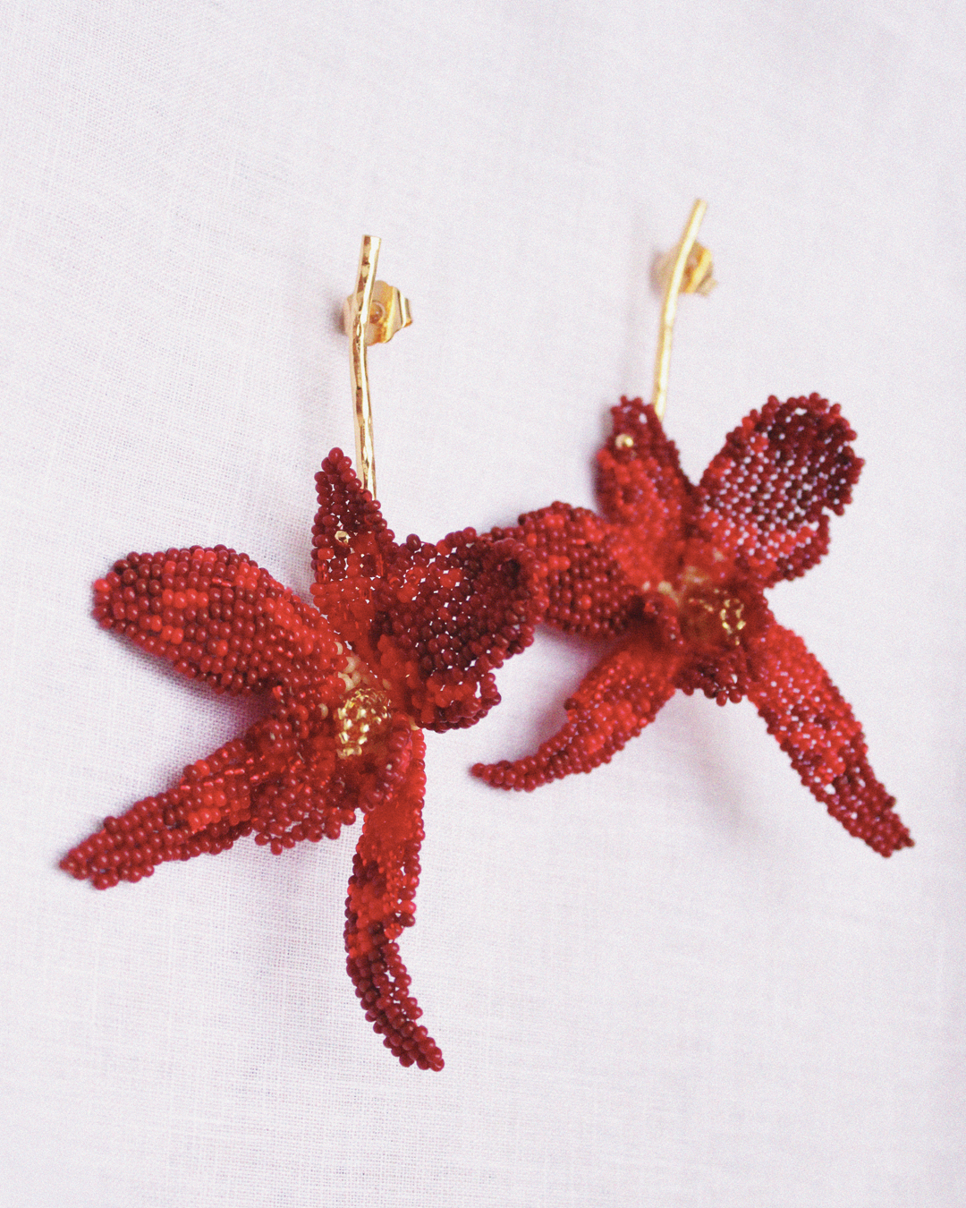 Red Orchids Earrings I Contact us for Pre Order